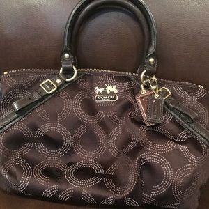 Brown Coach Madison Sophia OP dotted art purse